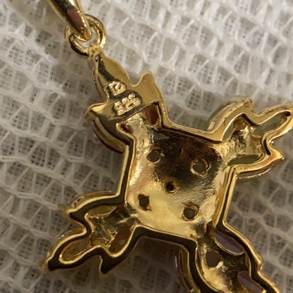 🆕 18K Gold Over S/S Multi Gem Cross Necklace - Picture 7 of 10